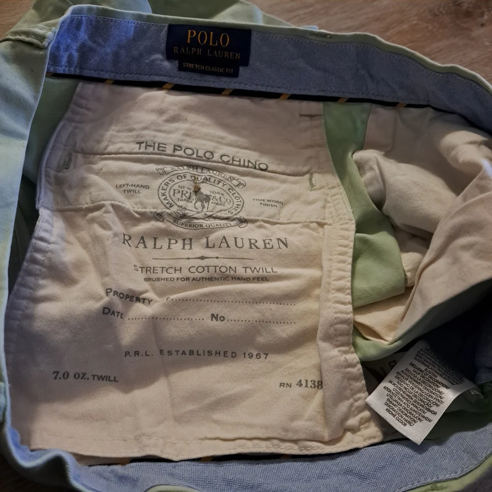 Polo by Ralph Lauren Mint Green Cotton Chino Men's Shorts Size 33